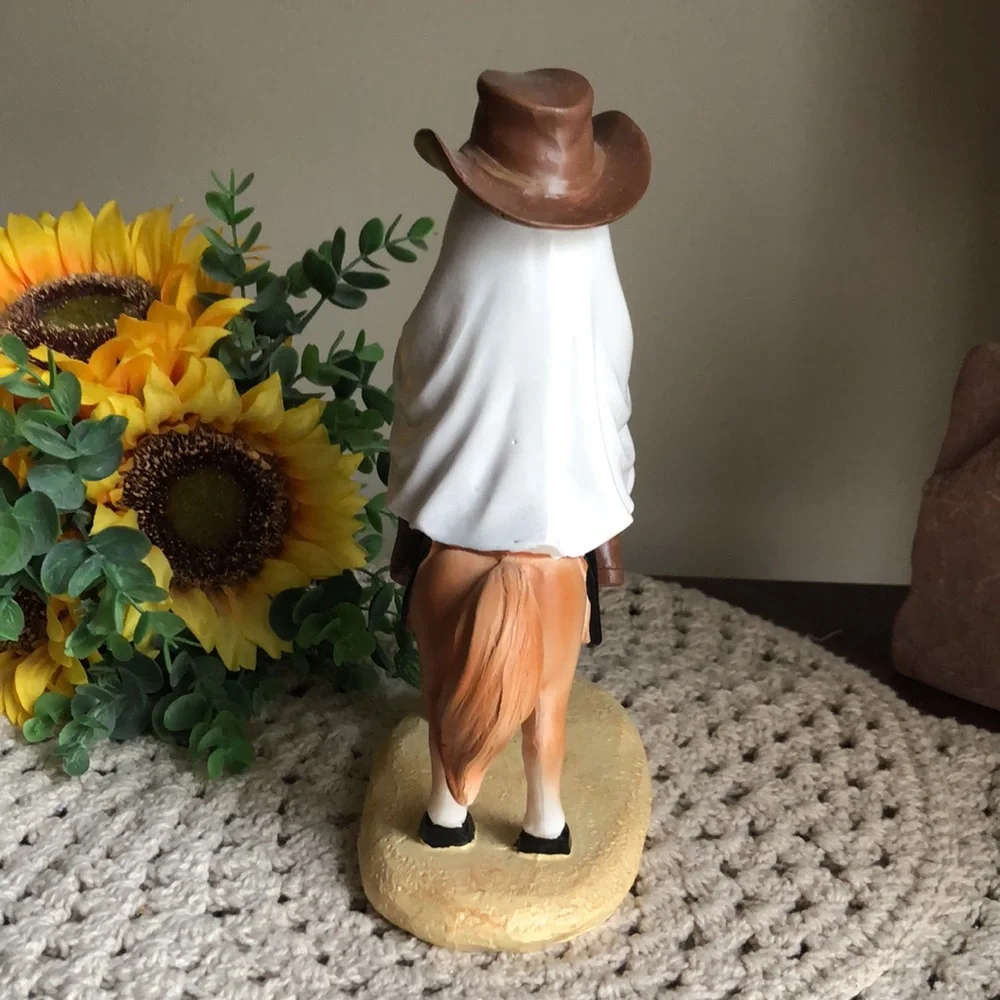 Ghost Cowboy On Horse Halloween Figurine - Western